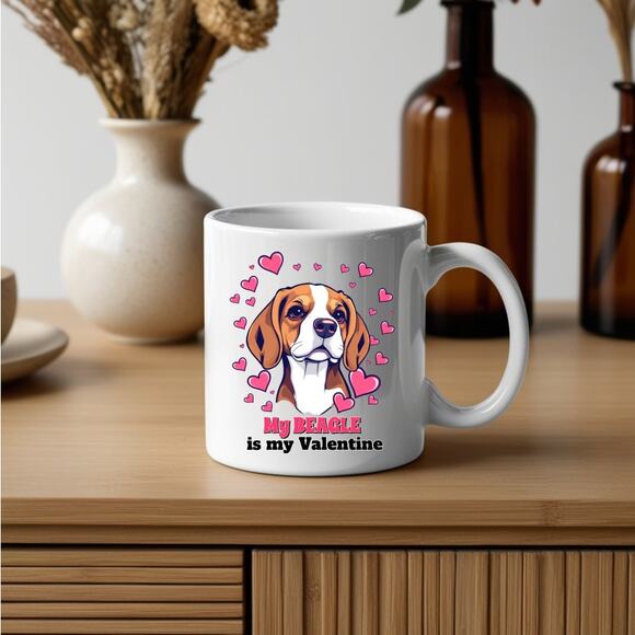 My Beagle is My Valentine Cute Gift Coffee Mug - Picture 2 of 2